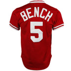 Johnny Bench Cincinnati Reds 1983 Authentic Copperstown Collection Mesh Batting Practice Jersey - Red