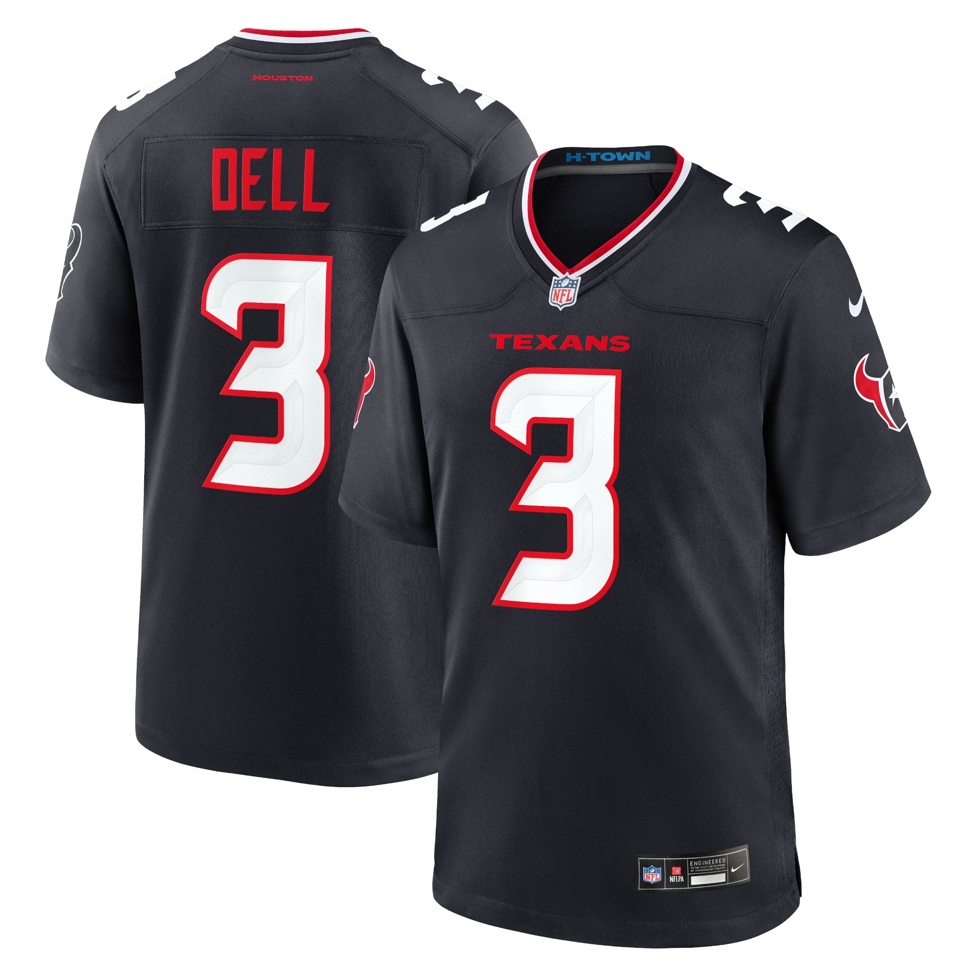 Tank Dell Houston Texans Nike Game Jersey -  White/Red/Navy