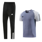 Adidas Short Sleeve Training Jersey Set - AD03- Light Grey/White