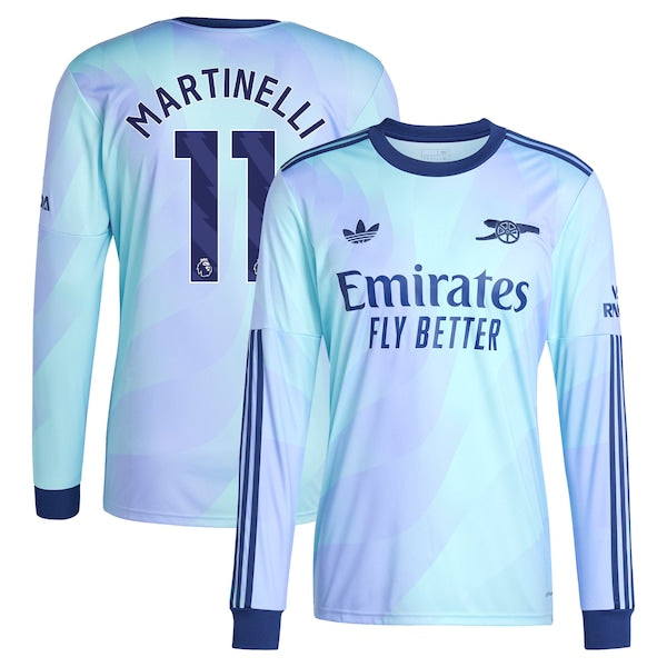 Gabriel Martinelli Arsenal adidas Originals 2024/25 Third Replica Long Sleeve Player Jersey - Aqua