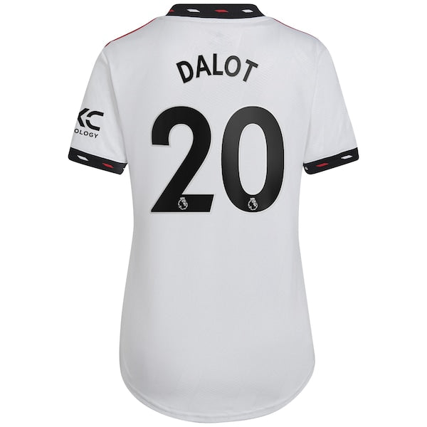 Diogo Dalot Manchester United adidas Women's 2022/23 Away Replica Player Jersey - White