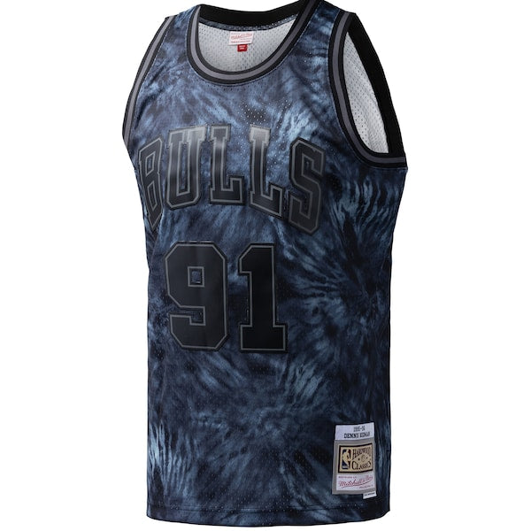 Dennis Rodman Chicago Bulls Hardwood Classics 1995/96 Tie-Dye Swingman Jersey - Black