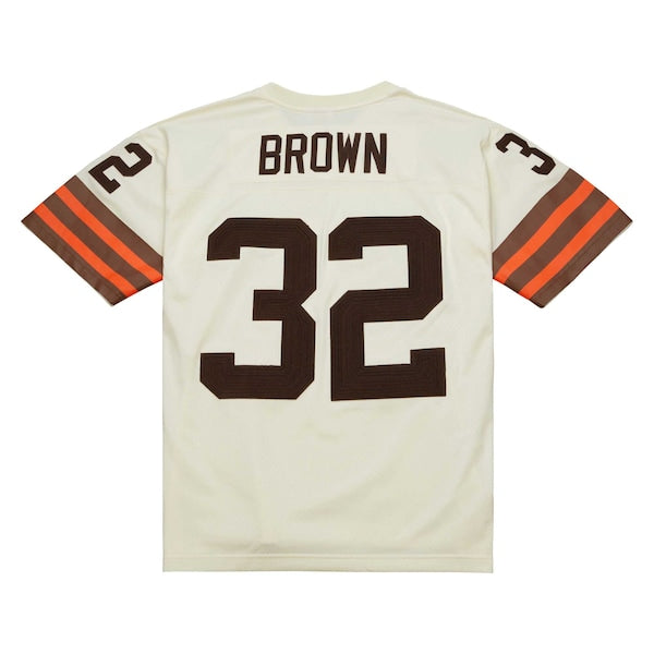 Jim Brown Cleveland Browns Chainstitch Legacy Jersey - Cream