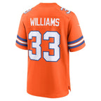 Javonte Williams Denver Broncos Nike Mile High Collection 1977 Throwback Player Game Jersey - Orange