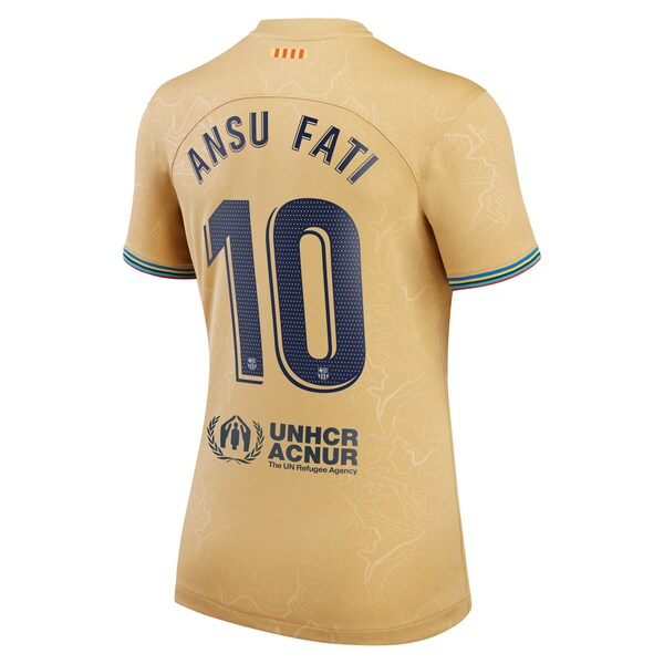 Ansu Fati Barcelona Nike Women's 2022/23 Away Breathe Stadium Replica Player Jersey - Yellow