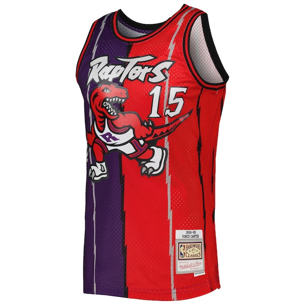 Vince Carter Toronto Raptors Hardwood Classics 1998/99 Split Swingman Jersey - Purple/Red