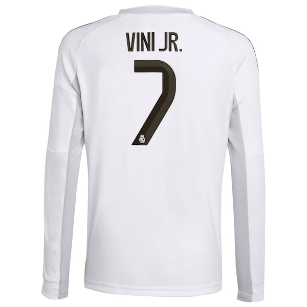 Vini Jr. Los Merengues adidas Youth 2025/26 Home Replica Long Sleeve Jersey - White