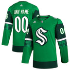 Seattle Kraken adidas St. Patrick's Day Authentic Custom Jersey - Kelly Green