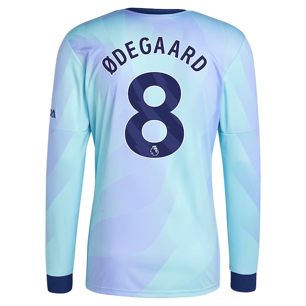 Martin Odegaard Arsenal adidas Originals 2024/25 Third Replica Long Sleeve Player Jersey - Aqua