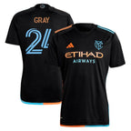 Tayvon Gray New York City FC adidas 2024 24/7 Kit Replica Player Jersey - Black