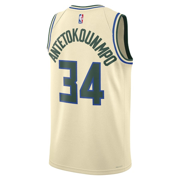 Giannis Antetokounmpo Milwaukee Bucks Nike Unisex 2025/26 Swingman Jersey - Cream - City Edition
