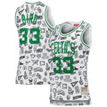 Larry Bird Boston Celtics Women's 1985 Doodle Swingman Jersey - White