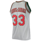 Kareem Abdul-Jabbar Milwaukee Bucks 75th Anniversary 1971/72 Hardwood Classics Swingman Jersey - Silver