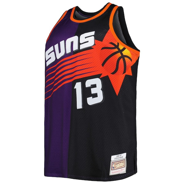 Steve Nash Phoenix Suns Big & Tall Hardwood Classics 1996/97 Split Swingman Jersey - Purple/Black