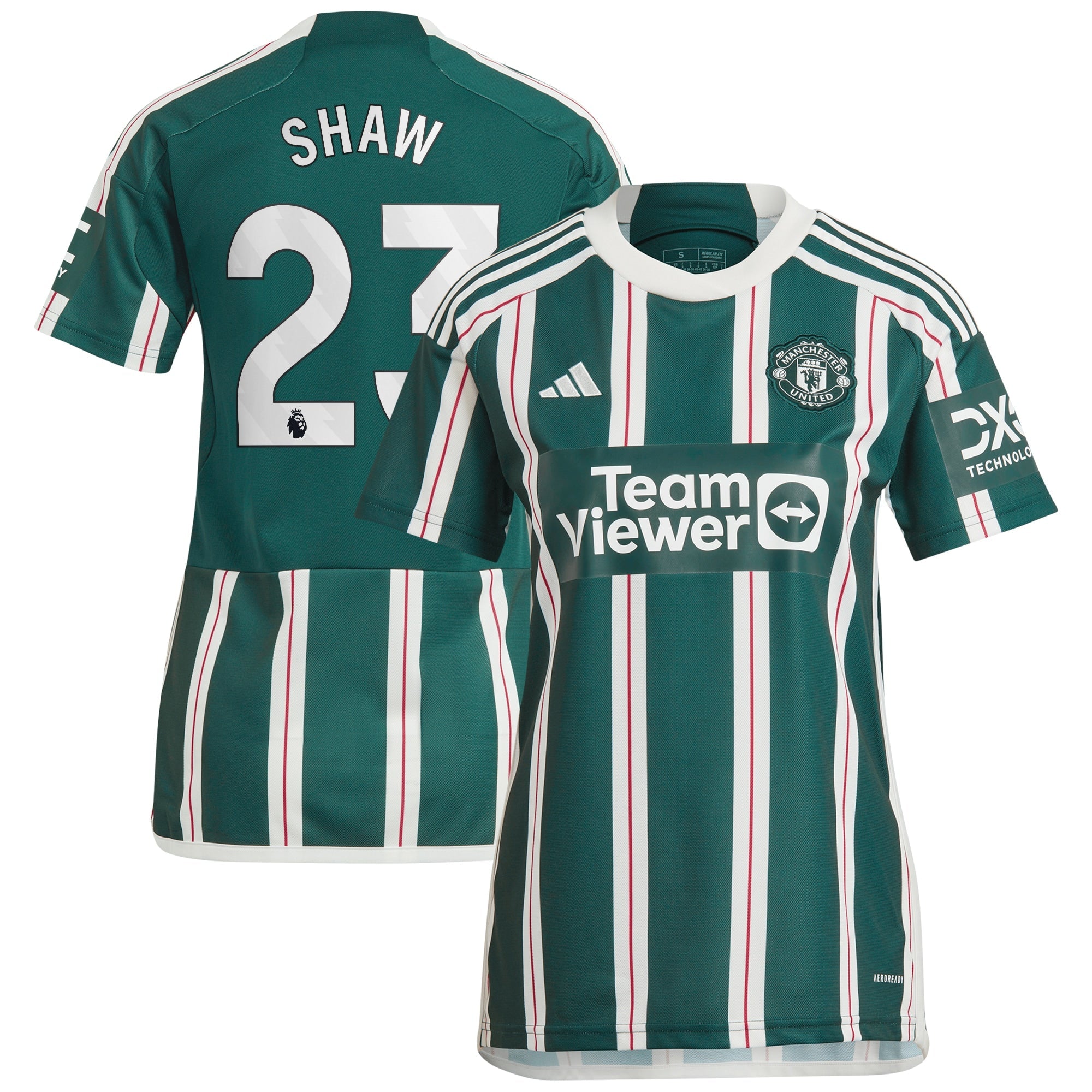 Luke Shaw Manchester United adidas Women's 2023/24 Home Replica Player Jersey - Red/Green
