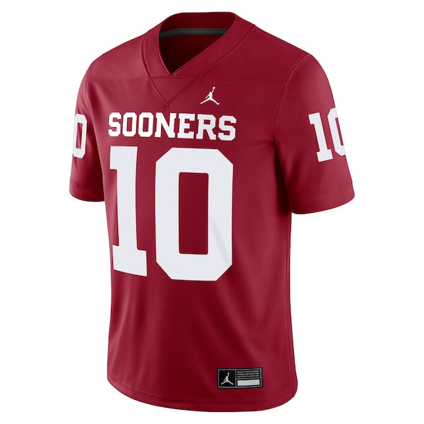 Men's Jordan Brand John Mateer Crimson Oklahoma Sooners Home  NIL Football Game Jersey