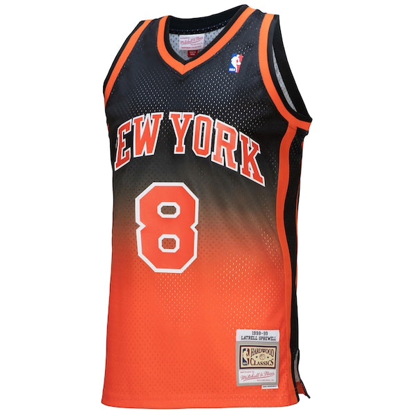 Latrell Sprewell New York Knicks 1998/99 Hardwood Classics Fadeaway Swingman Player Jersey - Orange/Black