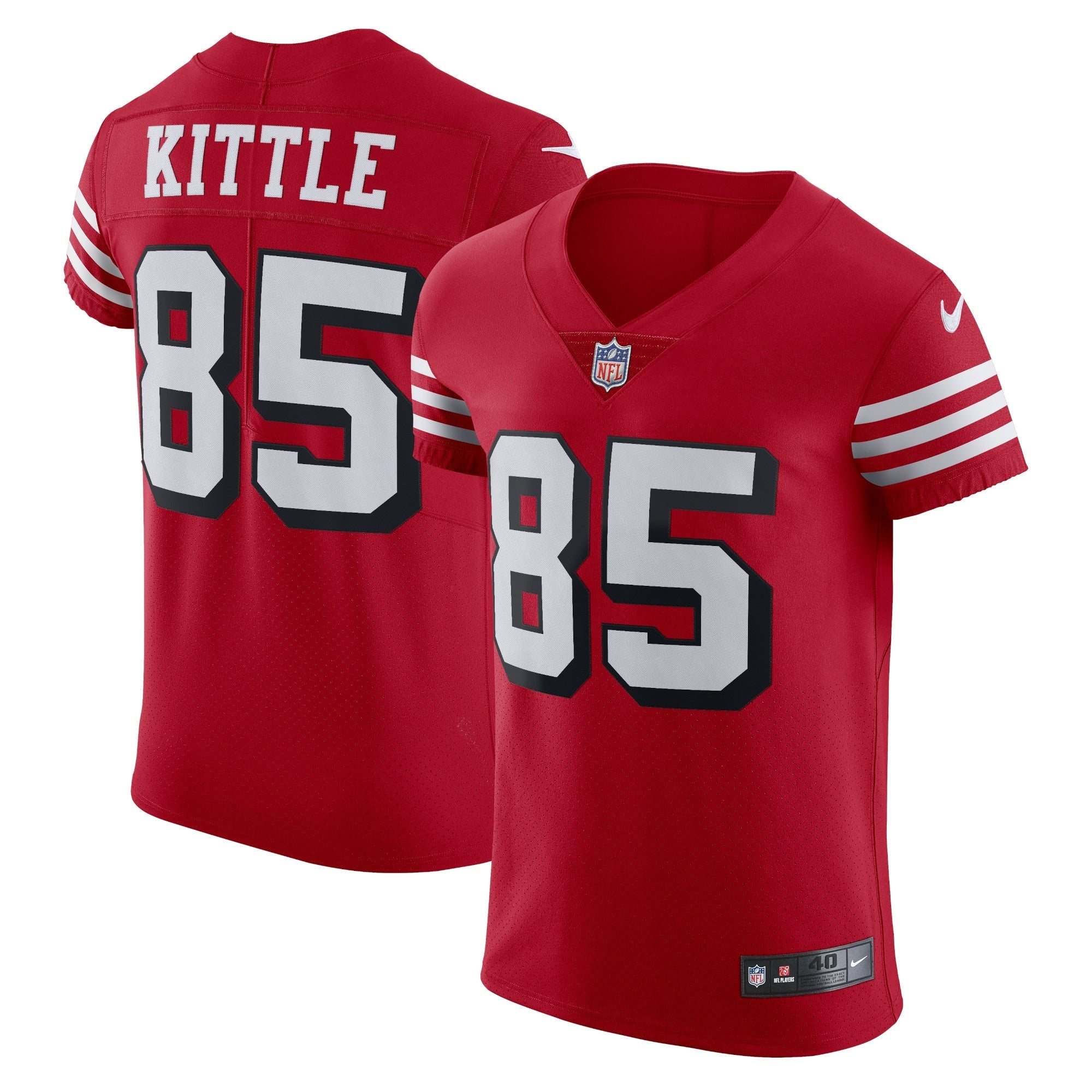 George Kittle San Francisco 49ers Nike Vapor Elite Jersey - White/Red/Scarlet