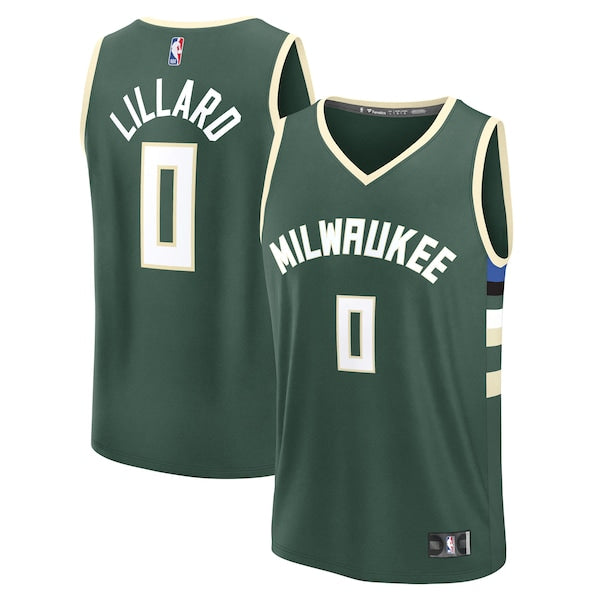 Damian Lillard Milwaukee Bucks  Youth Fast Break Replica Player Jersey - Icon Edition - Hunter Green