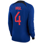 Virgil Van Dijk Netherlands National Team Nike 2022/23 Away Breathe Stadium Replica Player Long Sleeve Jersey - Blue
