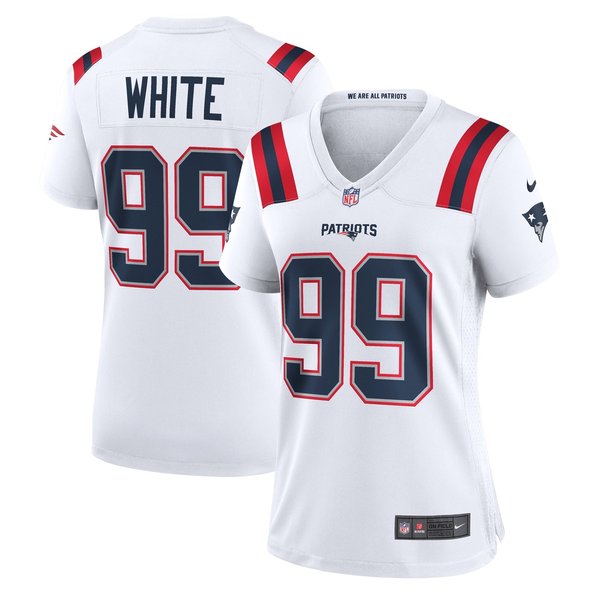 Keion White New England Patriots Nike Women's Team Game Jersey -  Navy/Red/White