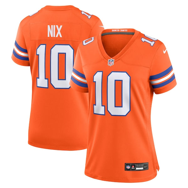 Bo Nix Denver Broncos Nike Women's Mile High Collection 1977 Throwback Player Game Jersey - Orange/Navy/White