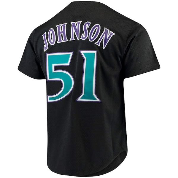 Randy Johnson Arizona Diamondbacks Big & Tall Cooperstown Collection Mesh Button-Up Jersey- Black