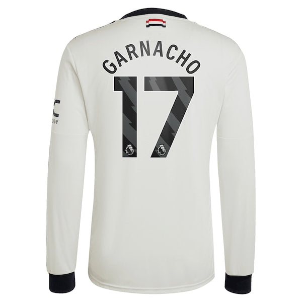 Alejandro Garnacho Manchester United adidas Originals  2024/25 Third Replica Long Sleeve Jersey - Cream