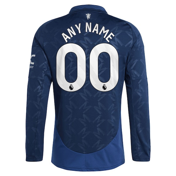 Manchester United adidas 2024/25 Away Replica Long Sleeve Custom Jersey - Navy