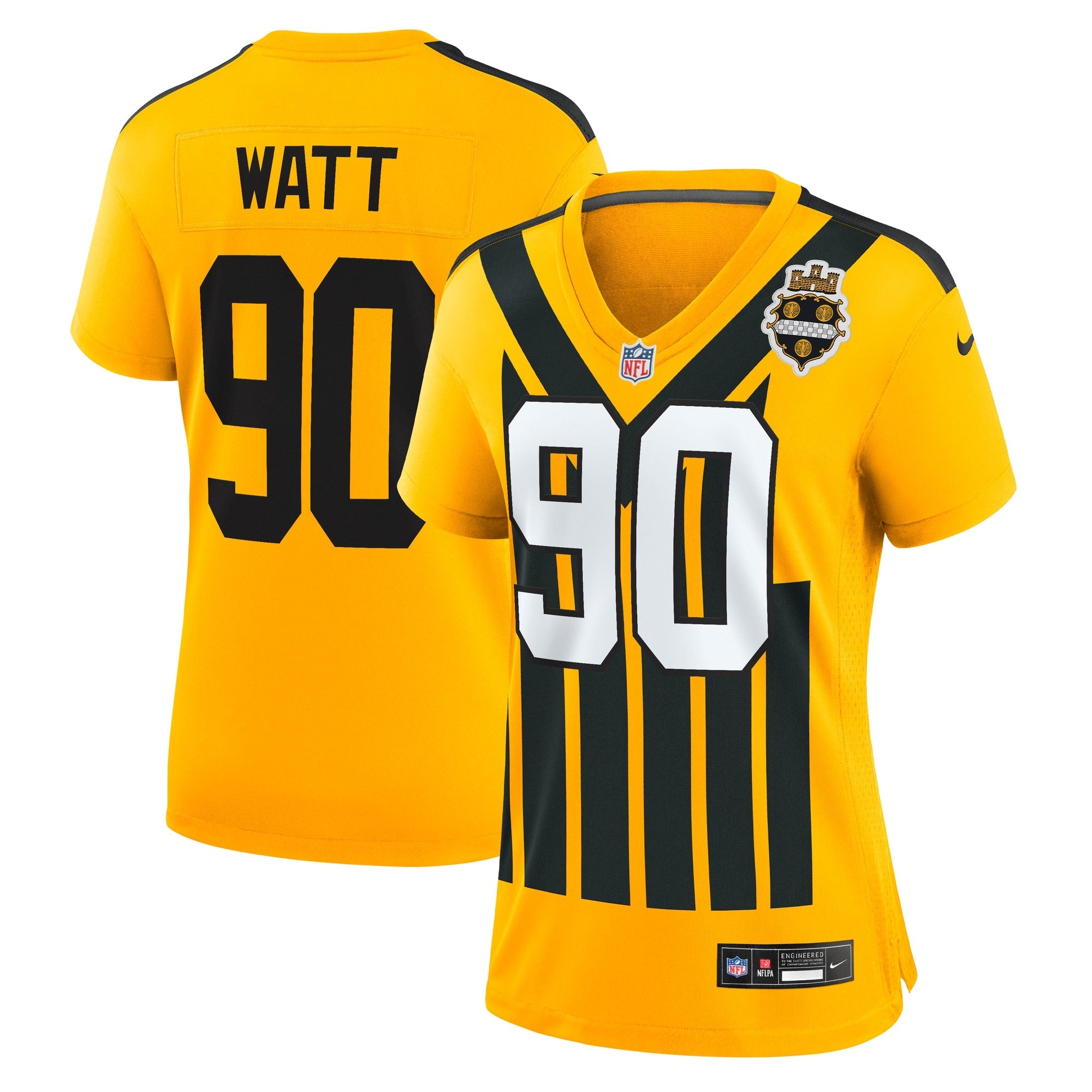 Women's Pittsburgh Steelers T.J. Watt Nike White Player Jersey - Black/Gold
