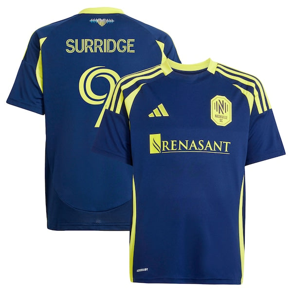 Sam Surridge Nashville SC adidas Youth 2025 The Heart of Nashville Kit Replica Player Jersey - Navy
