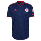 Chris Mueller Chicago Fire adidas 2024 Water Tower Kit Authentic Player Jersey - Blue