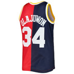 Hakeem Olajuwon Houston Rockets Hardwood Classics 1993/94 Split Swingman Jersey - Navy/Red