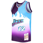 John Stockton Utah Jazz Hardwood Classics 1996/97 Split Swingman Jersey - Purple/Turquoise