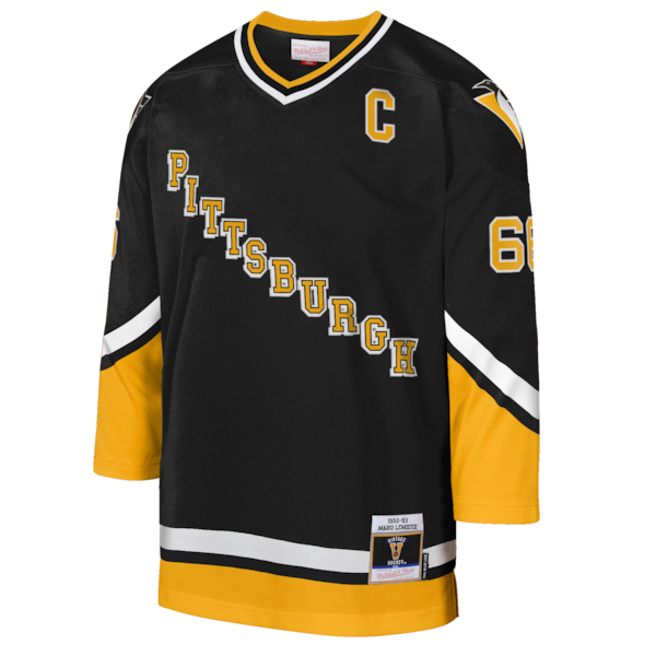 Mario Lemieux Pittsburgh Penguins  Youth 1992/93 Captain Patch Blue Line Player Jersey - Gold