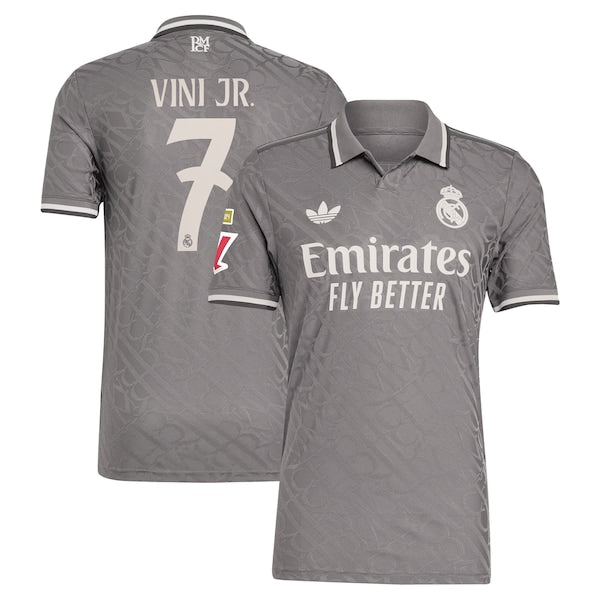 Vini Jr. Los Merengues adidas Originals 2024/25 Third Authentic Player Jersey - Charcoal/White