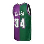 Ray Allen Milwaukee Bucks Hardwood Classics 1996/97 Split Swingman Jersey - Green/Purple