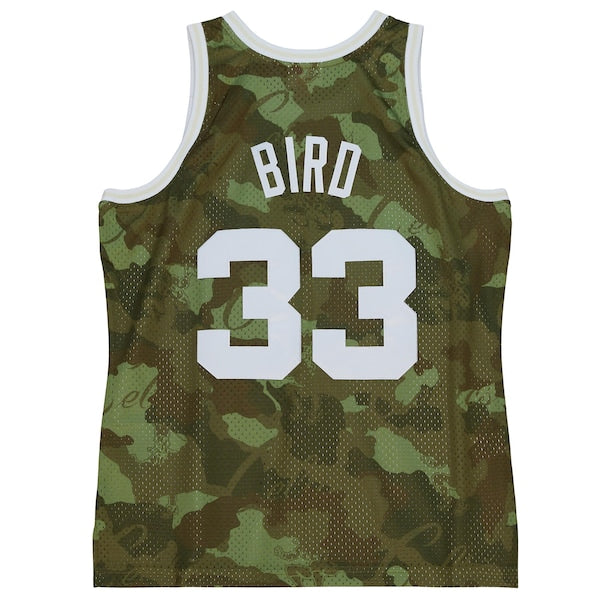 Larry Bird Boston Celtics Hardwood Classics 1985/86 Ghost Green Swingman Jersey - Camo