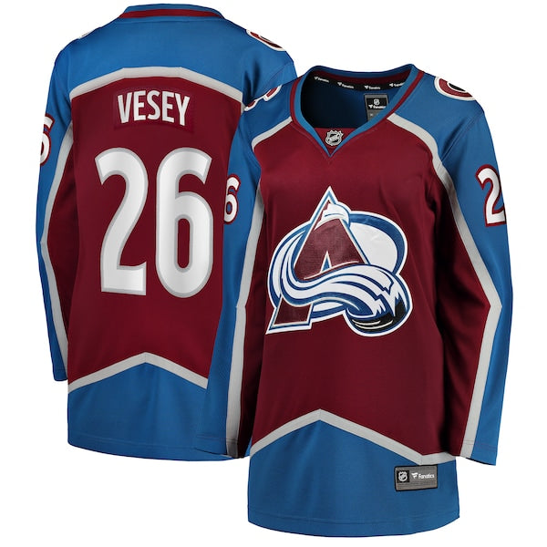 Jimmy Vesey Colorado Avalanche  Women's Home Breakaway Player Jersey - Burgundy