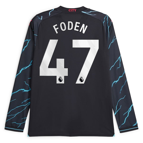 Phil Foden Manchester City Puma 2023/24 Third Replica Long Sleeve Player Jersey - Navy