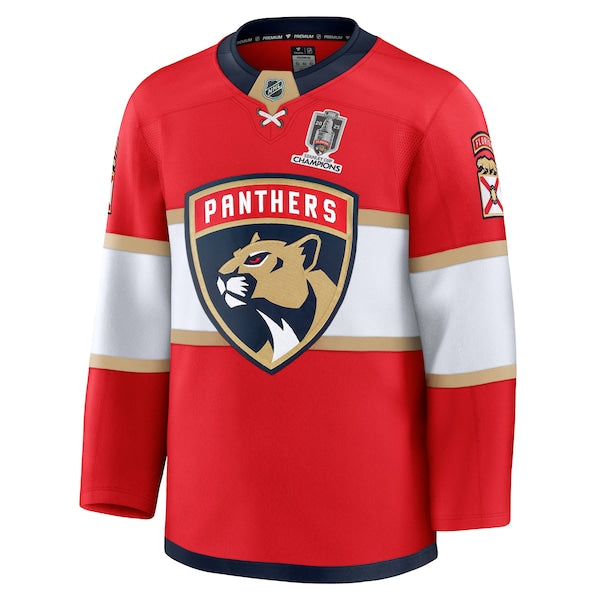 Florida Panthers  Home 2025 Stanley Cup Champions Premium Patched Jersey - Red