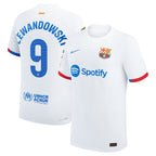 Robert Lewandowski Barcelona Nike 2023/24 Away Authentic Jersey - White/Aqua/Royal