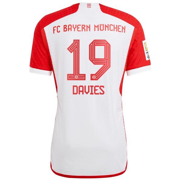 Alphonso Davies Bayern Munich adidas 2023/24 Home Authentic Jersey - White/Black