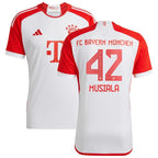 Jamal Musiala Bayern Munich adidas Youth 2023/24 Home Replica Jersey - White/Green