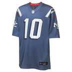 Drake Maye New England Patriots Nike Youth 2025 Rivalries Collection Game Jersey - Storm Blue