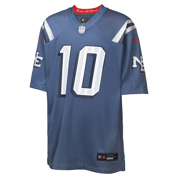 Drake Maye New England Patriots Nike Youth 2025 Rivalries Collection Game Jersey - Storm Blue