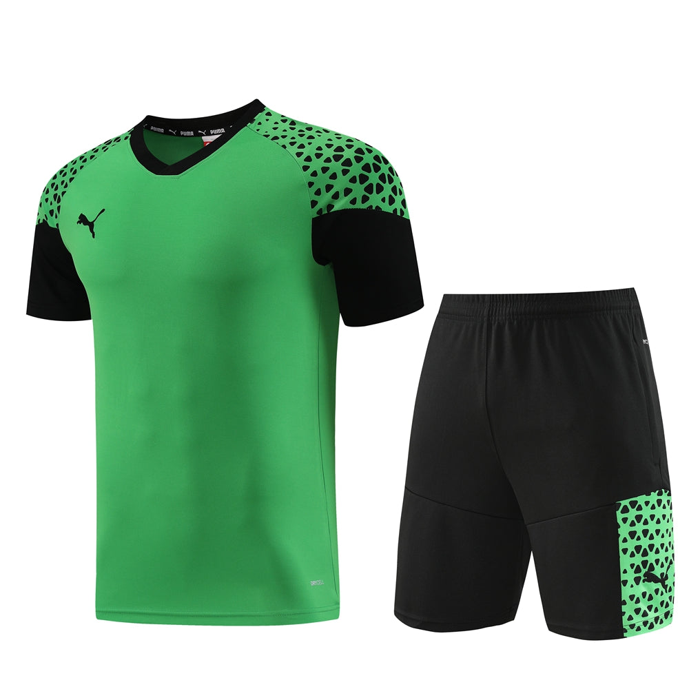 Puma Short Sleeve Training Jersey Set-PD02- Avocado Green/Black