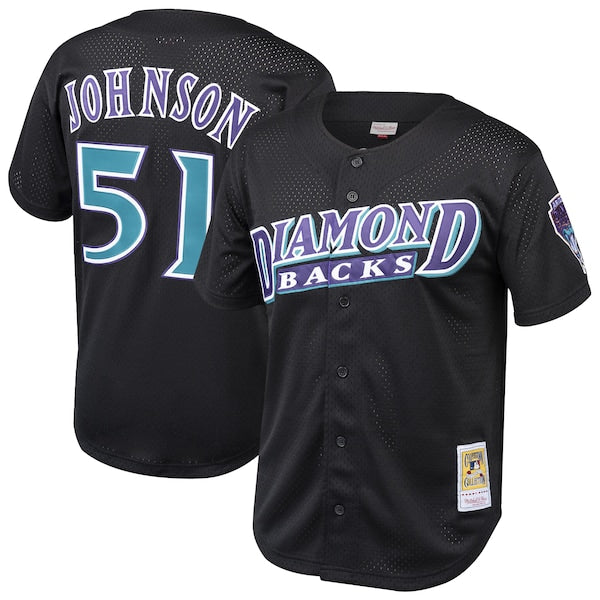 Randy Johnson Arizona Diamondbacks  Cooperstown Collection Mesh Batting Practice Button-Up Jersey  - Black