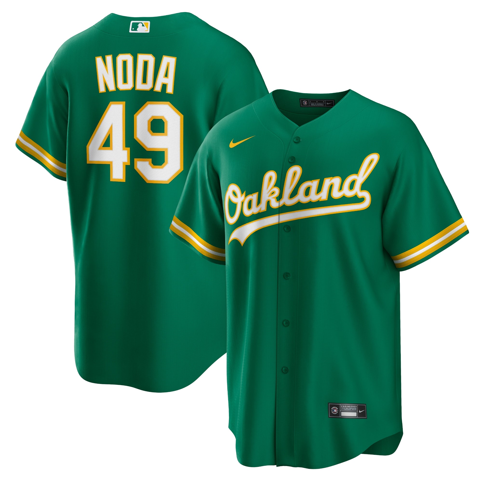 Ryan Noda Oakland Athletics Nike Home Replica Jersey - White/Kelly Green