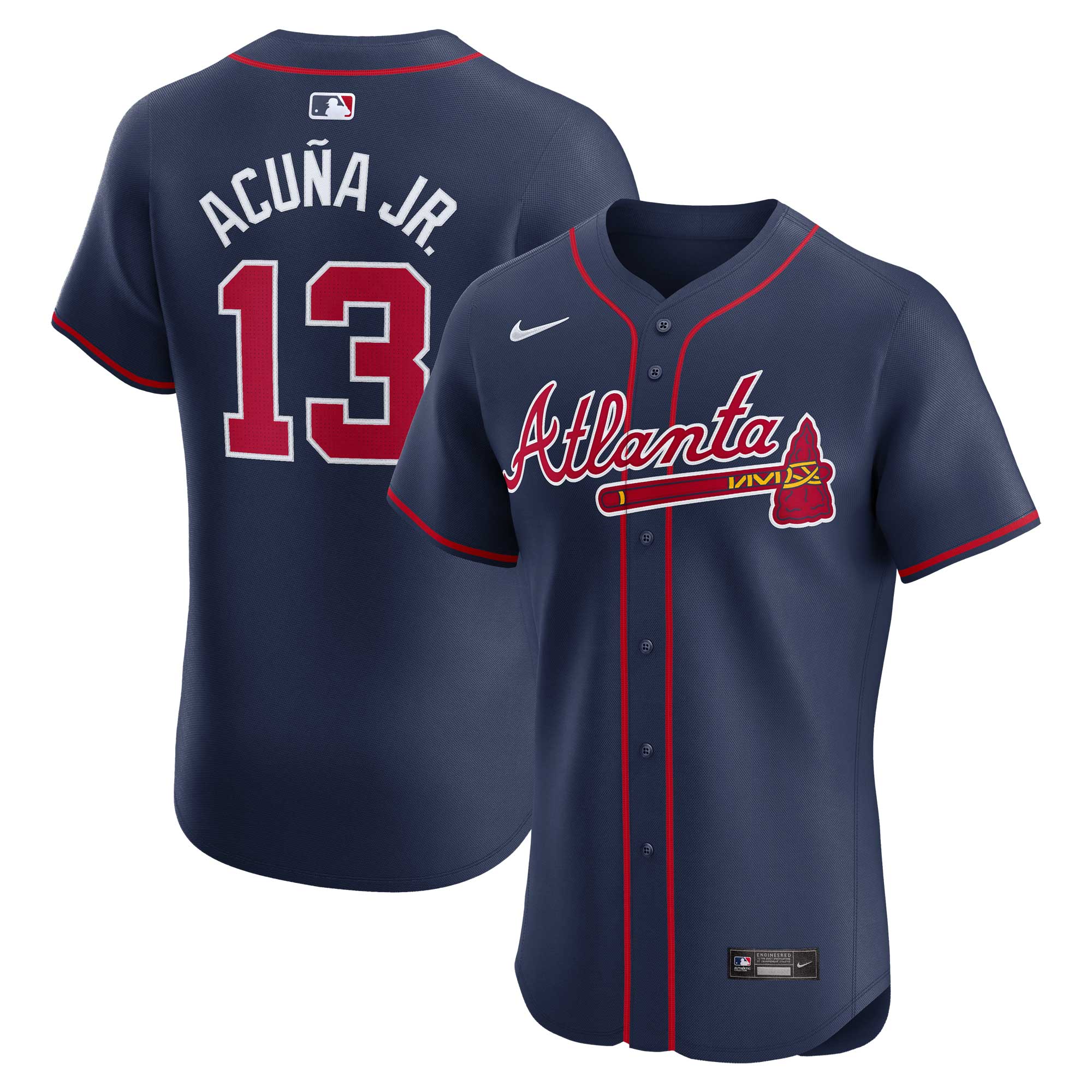 Ronald Acuña Jr. Atlanta Braves Nike Road Elite Player Jersey - Gray/Navy/White/Red